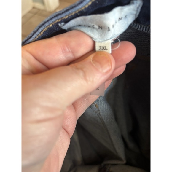 Risen Women's 3X Stretch Wide Leg Jeans Distressed Ragged Edge Plus  Dark Wash - Picture 4 of 13